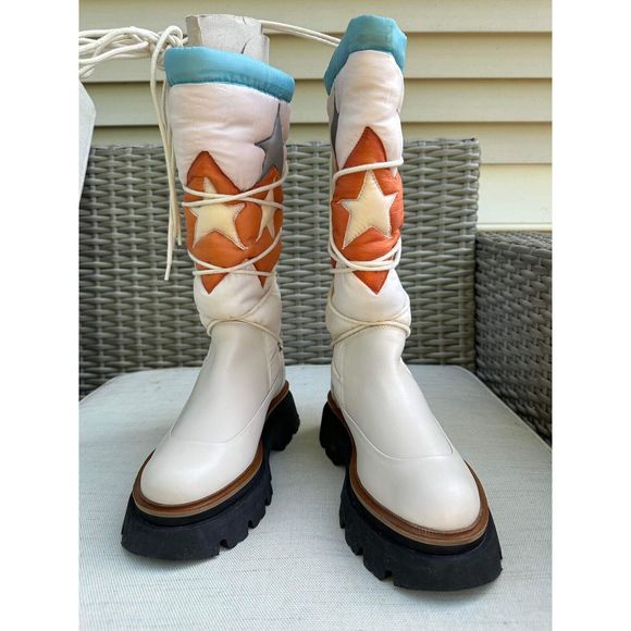 Free People Cream and Orange Star Boots - Picture 3 of 7